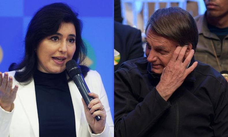 Montagem: Simone Tebet x Jair Bolsonaro