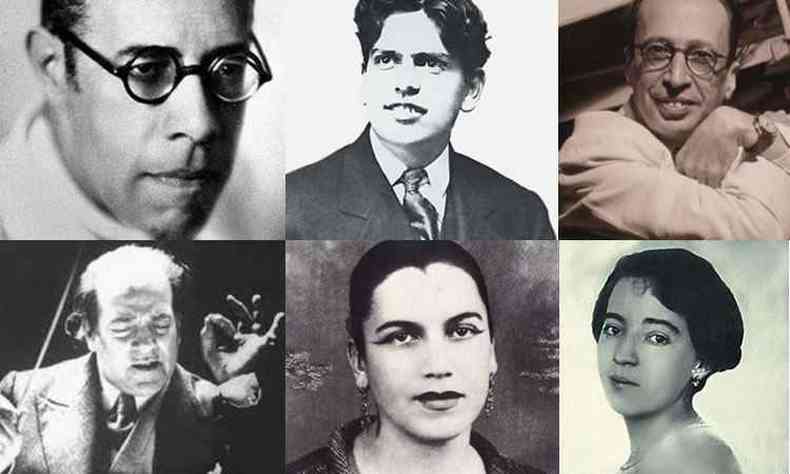 Mario de Andrade, Oswald de Andrade, Manuel Bandeira, Villa Lobos, Tarsila Amaral e Anita Malfatti: a vanguarda modernista brasileira.