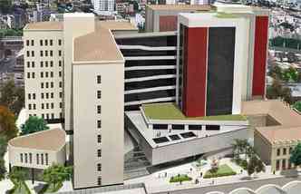 Projeo mostra a fachada da nova sede do TRT, no Centro(foto: Divulgao/TRT)