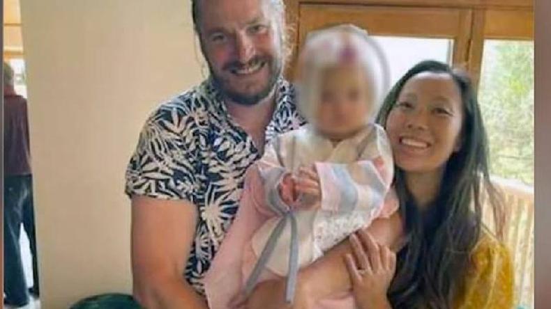 Jonathan Gerrish, de 45 anos, Ellen Chung, de 30 anos, a filha do casal, Aurelia Miju Chung-Gerrish, de um ano, e o cachorro Oski morreram devido à hipertermia no Vale do Devil's Gulch(foto: CBS) Família