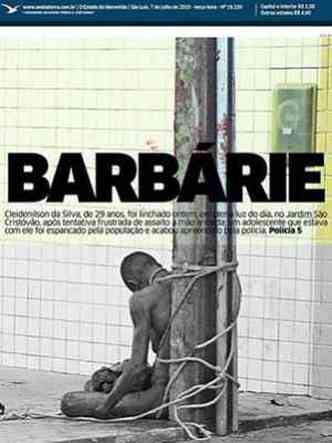 Crime foi manchete de capa de um jornal impresso do Maranho(foto: Reproduo/Facebook)
