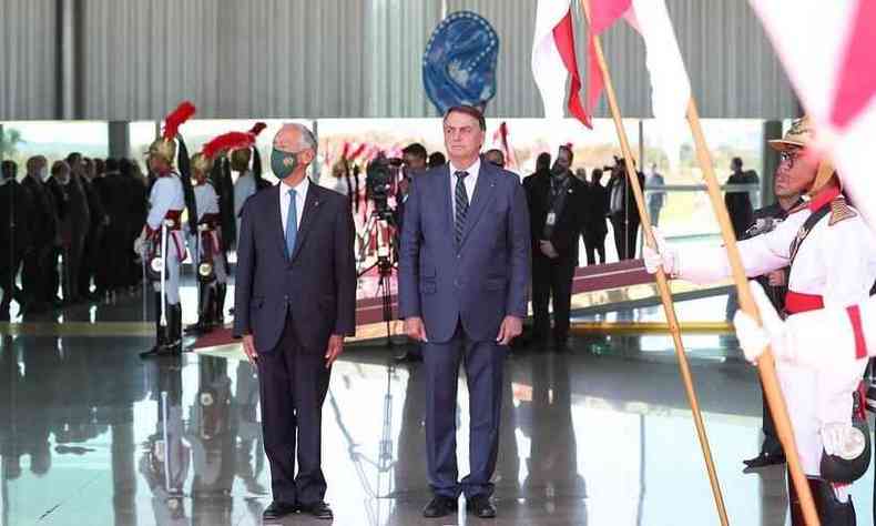 Jair Bolsonaro recebeu, nesta segunda-feira, a visita do presidente de Portugal, Marcelo Rebelo de Sousa(foto: Marcos Corra/PR)