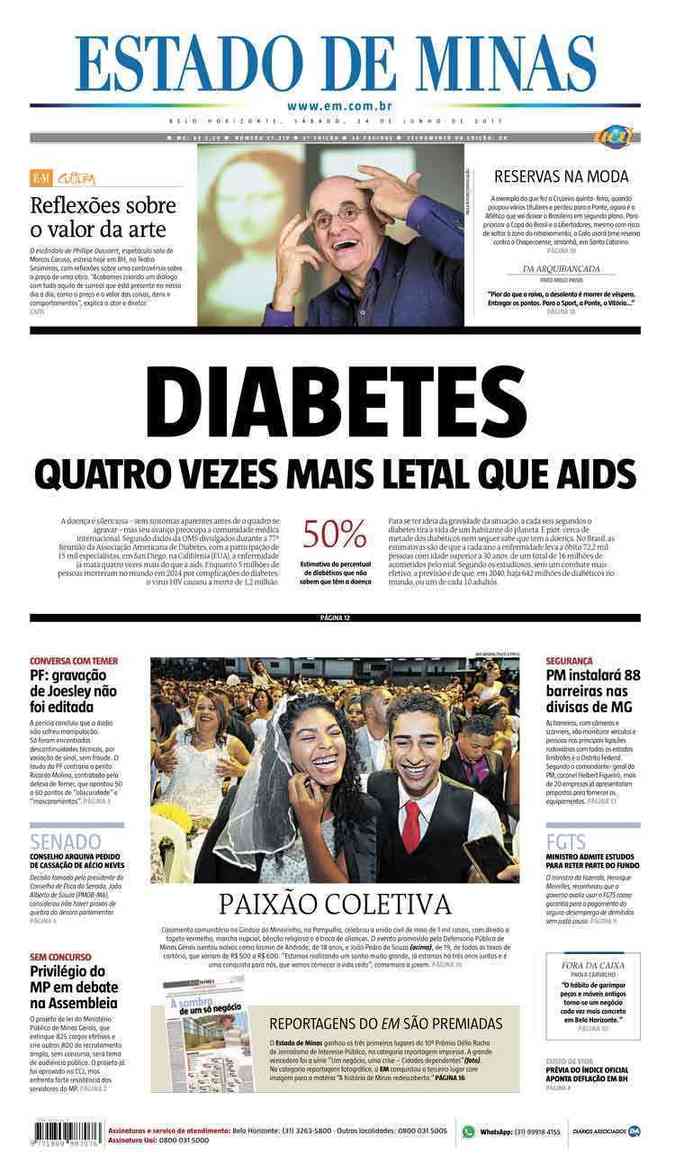 Confira a Capa do Jornal Estado de Minas do dia 24/06/2017