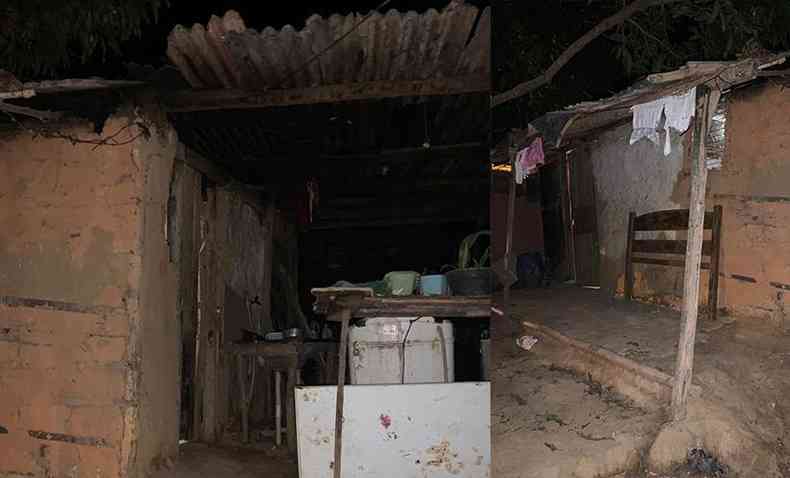 Neste pequeno barraco de trs cmodos estavam 12 crianas e uma mulher, que havia acolhido as 5 crianas abandonadas(foto: Polcia Militar/Divulgao )