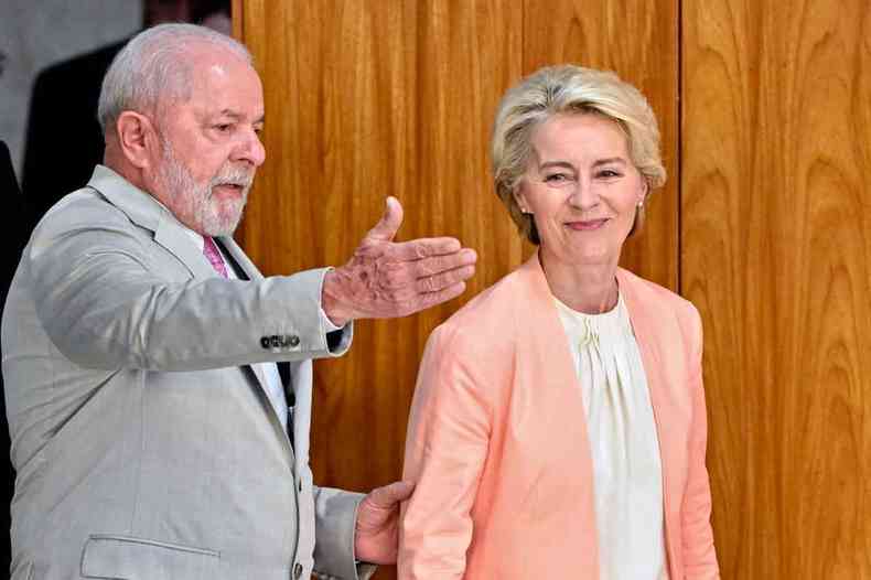 Lula recebeu Ursula von der Leyen, no Palcio do Planalto, para discutir temas de interesse comum