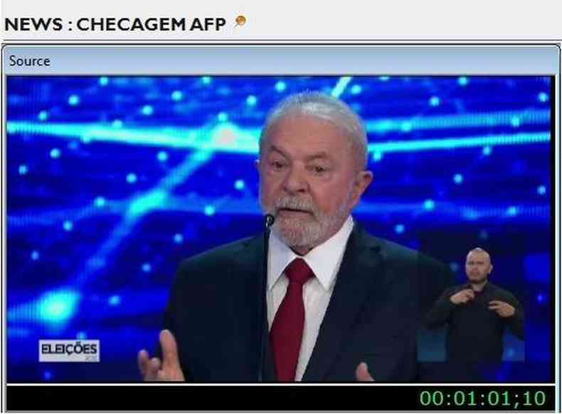 Imagem do debate presidencial de 28 de agosto de 2022 no sistema interno da Band enviada pela emissora  AFP 