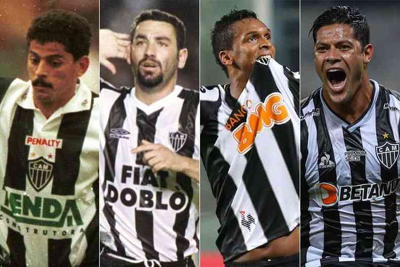 Valdir, Guilherme, J e Hulk: goleadores do Galo com a camisa 7(foto: Arquivo/Estado de Minas e Divulgao/Atltico)