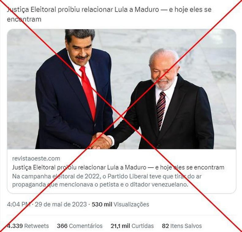 Captura de tela feita em 6 de junho de 2023 de uma publicao no Twitter
