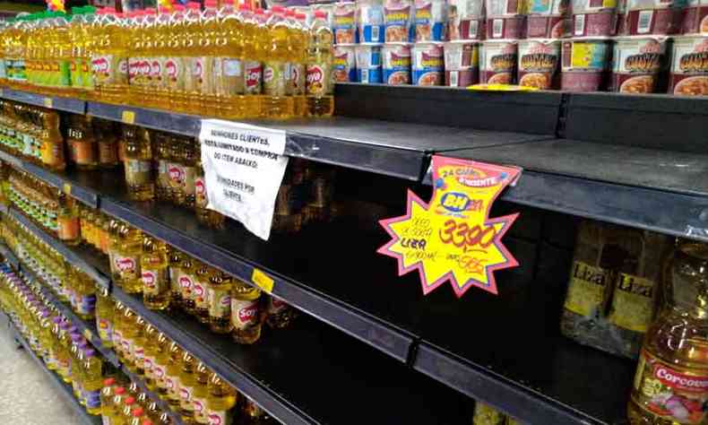 Baixa oferta de leo de soja e arroz elevou os preos no varejo e supermercados de BH limitaram compra por consumidor no ms passado(foto: Gabriel Ronan/EM/D.A Press 9/9/20)