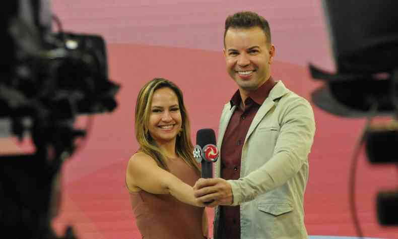 Susana Vieira e Rangel Fala no estdio da TV Alterosa, em Belo Horizonte 