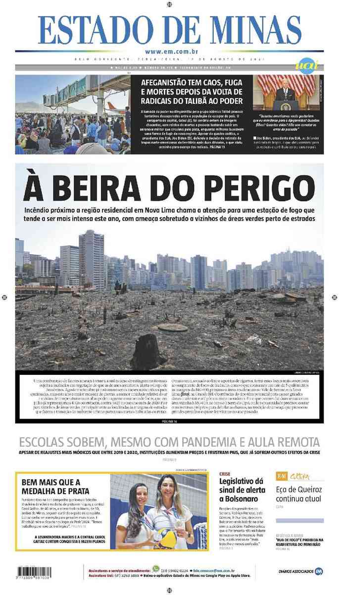 Confira a Capa do Jornal Estado de Minas do dia 17/08/2017