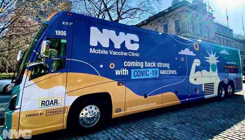 nibus circulam pela cidade com vacinao gratuita(foto: nyc health and hospitals)