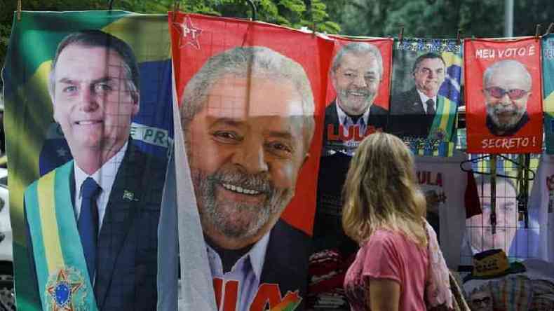 Toalhas com fotos de Lula e Bolsonaro  venda em camel