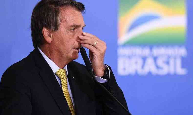 O presidente Jair Bolsonaro durante pronunciamento
