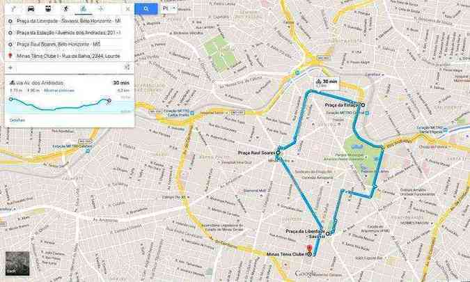 Usurios podero escolher rotas de bicicletas por BH, So Paulo, Rio de Janeiro e Curitiba(foto: Reproduo/Google)