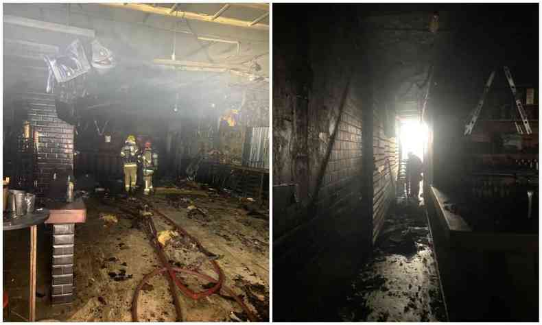 Parte interna do bar Gilboa danificada aps incndio