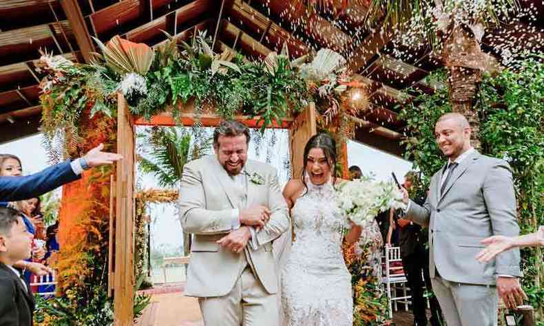 Os noivos Luiz Fernando Garcia e Cntia Chagas(foto: Raquel Pires)