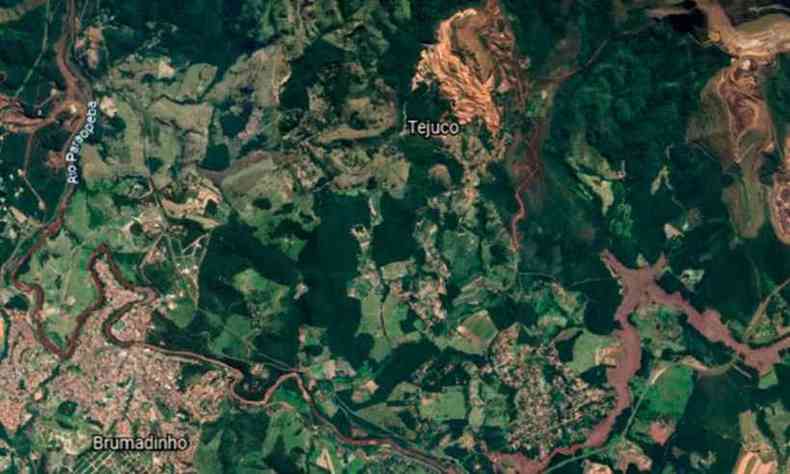 A Barragem B1 do Complexo Minerrio Mina Casa Branca est localizada no municpio de Brumadinho e pertence  Minerao Geral do Brasil S/A(foto: Google earth/ reproduo)