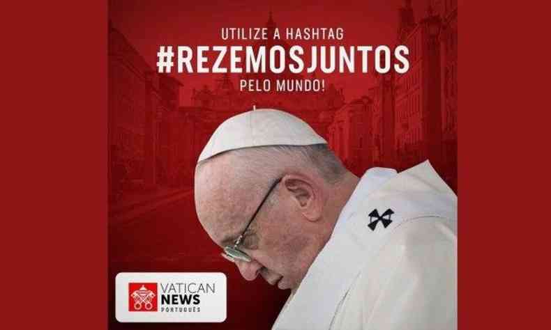 A #RezemosJuntos j est sendo divulgada nas redes sociais do Vaticano(foto: Reproduo Redes Sociais do Vaticano)