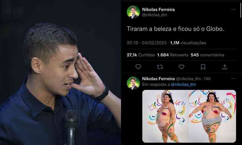Internet acusa deputado Nikolas Ferreira de gordofobia aps postagem 