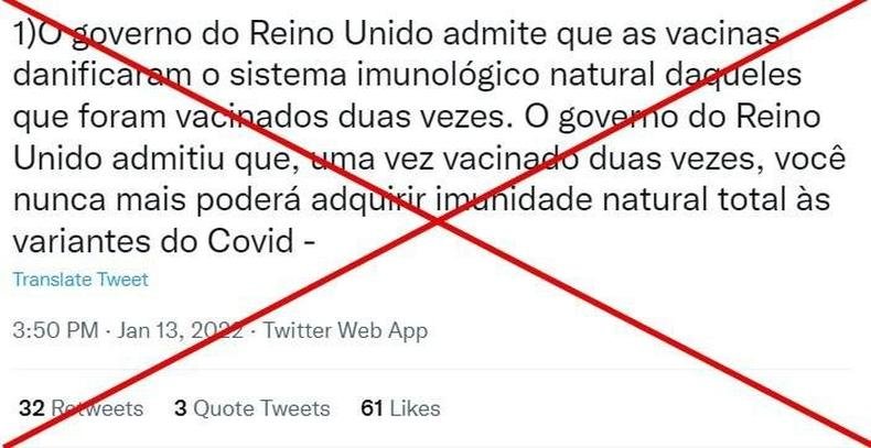 post de internet com x vermelho indicando que � falso 