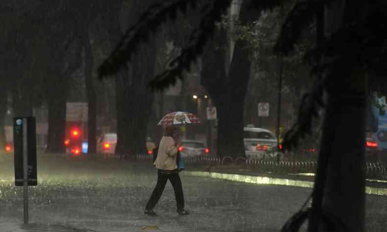 Pessoa andando na chuva