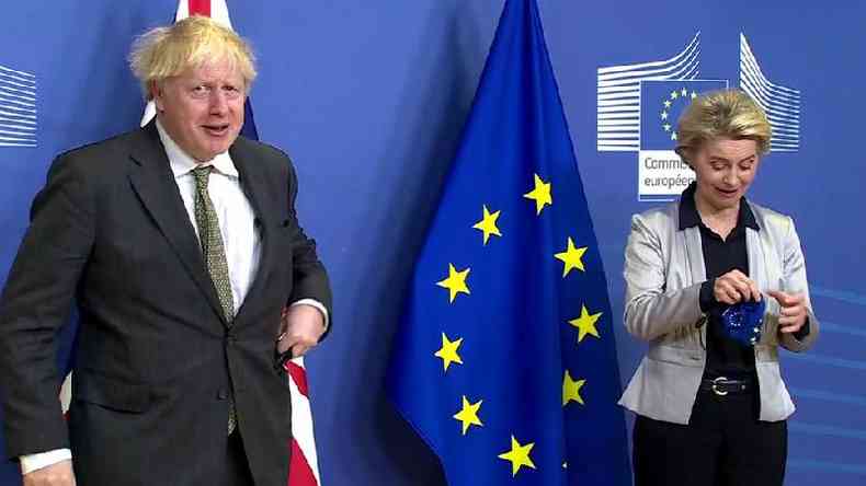 Jantar em Bruxelas entre Boris Johnson e Ursula von der Leyen no foi bem-sucedido(foto: BBC)