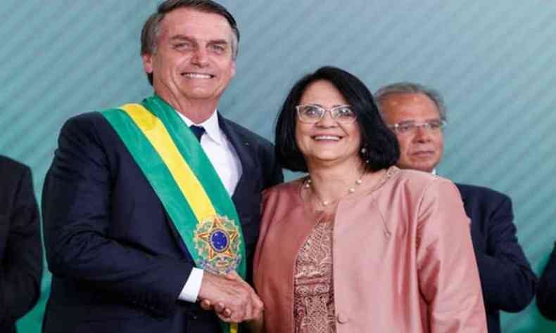 Declarações do presidente Jair Bolsonaro, da ministra Damares Alves e do ministro Paulo Guedes foram consideradas ofensivas às mulheres e incompatíveis com os cargos públicos(foto: Alan Santos/PR - 1/1/19)