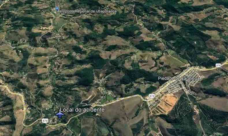 Imagem de satélite sobre acidente de Marília Mendonça