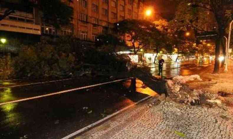 rvore de grande porte caiu na Avenida Afonso Pena entre ruas Tupis e Esprito Santos(foto: Marcos Vieira/EM/D.A Press. Brasil. Belo Horizonte - MG. )