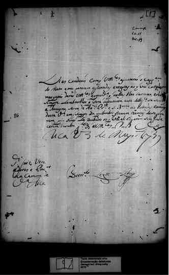 Reprodução de documento que atesta a existência de quilombos em 1739