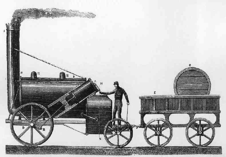 Rocket, a locomotiva a vapor projetada e construda por George e Robert Stephenson(foto: Getty Images)
