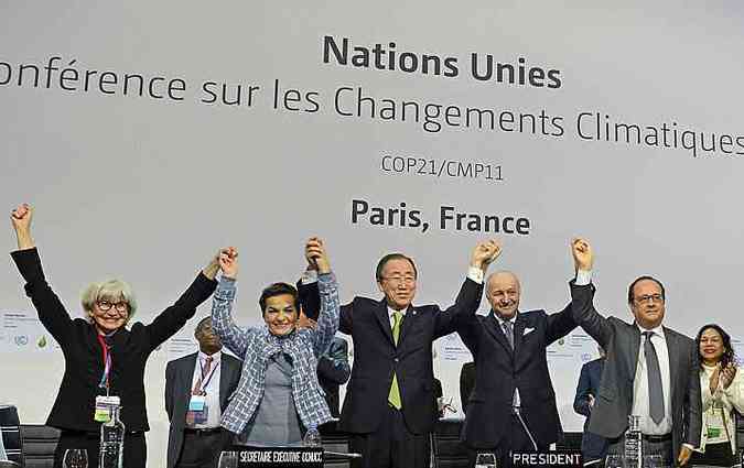 A assinatura do Acordo de Paris foi um momento histrico para combater a mudana climtica.(foto: ONU)