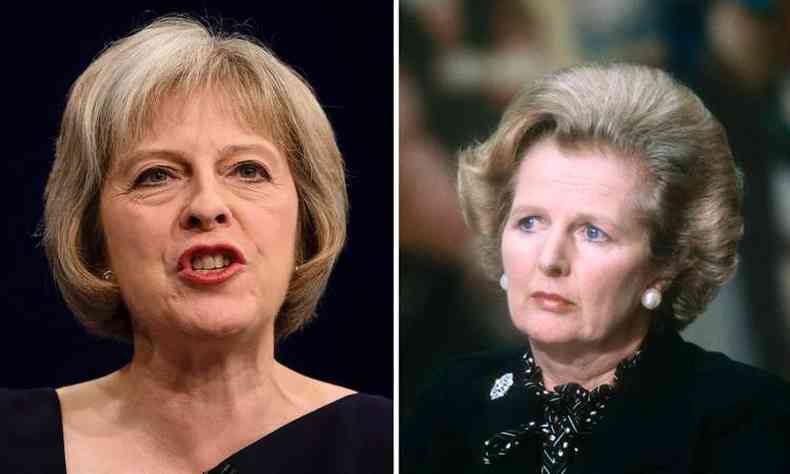 Diversos meios de comunicao e especialistas comearam a tecer comparaes entre May e Thatcher (primeira-ministra britnica entre 1979 e 1990(foto: AFP/LEON NEAL AND Gabriel DUVAL )