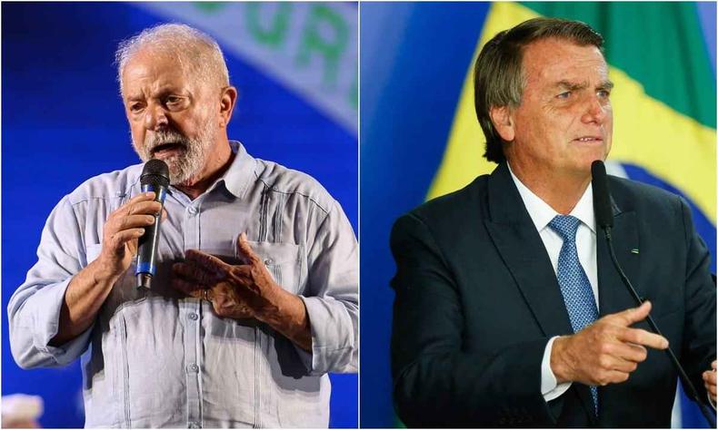 Montagem com Lula a esquerda e Bolsonaro a direita