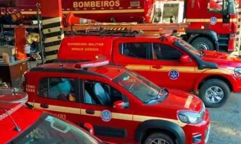 Na foto, viaturas do Corpo de Bombeiros de Minas Gerais (CBMG)
