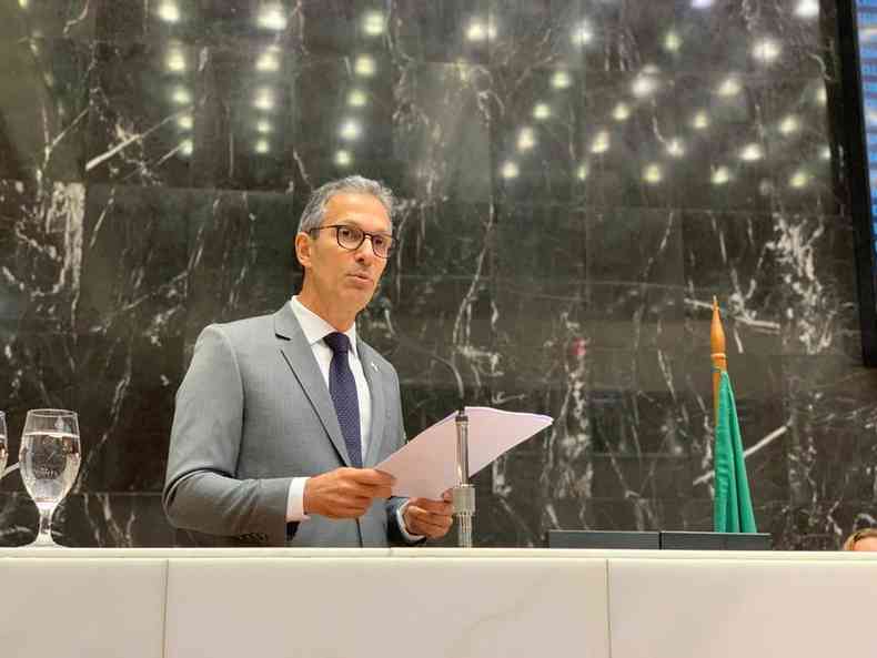 Romeu Zema na posse dos deputados estaduais, em 2019