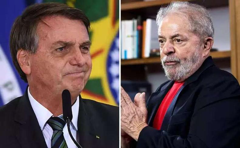 Montagem com Jair Bolsonaro e Lula lado a lado 