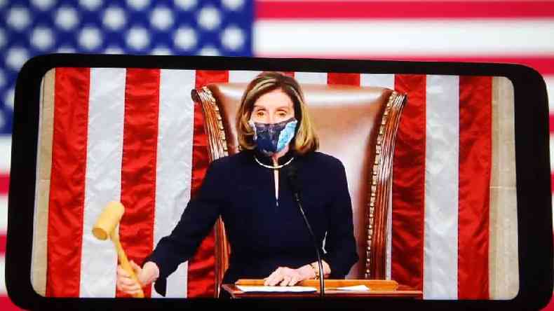 A presidente do Congresso, Nancy Pelosi, no quis se limitar a aprovar apenas um voto de censura contra Trump(foto: Getty Images)