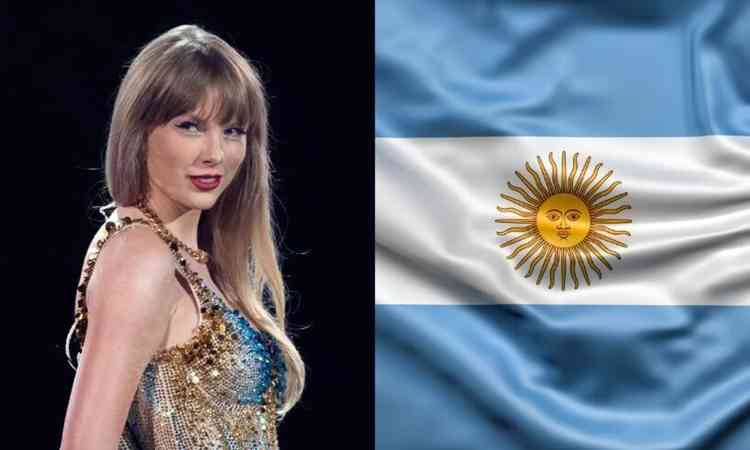 Montagem: Taylor Swift x bandeira da Argentina