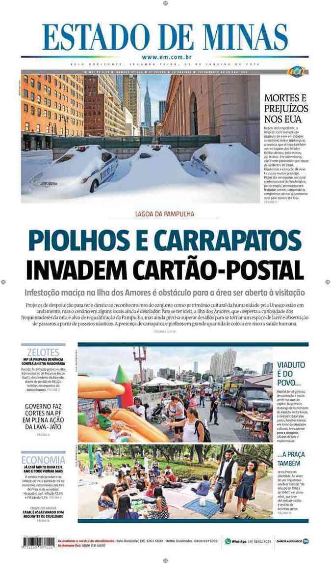 Confira a Capa do Jornal Estado de Minas do dia 25/01/2016