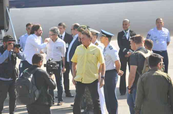 Governador Zema recebeu Bolsonaro no aeroportoGladyston Rodrigues/EM/D.A Press
