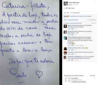 O bilhete de pai para filha publicado no Facebook viralizou (foto: Reproduo Facebook )