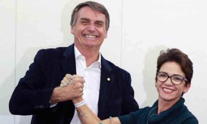 Deputada mineira Al Silva (PSL-MG) e presidente Jair Bolsonaro (sem partido)
