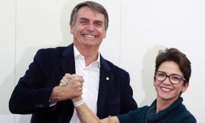 Deputada mineira Al� Silva (PSL-MG) e presidente Jair Bolsonaro (sem partido)