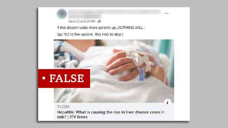 Post em inglês no Facebook rotulado como falso: 'Se isso não acordar mais pais... nada o fará! Diga não à vacina, isso tem que parar!'