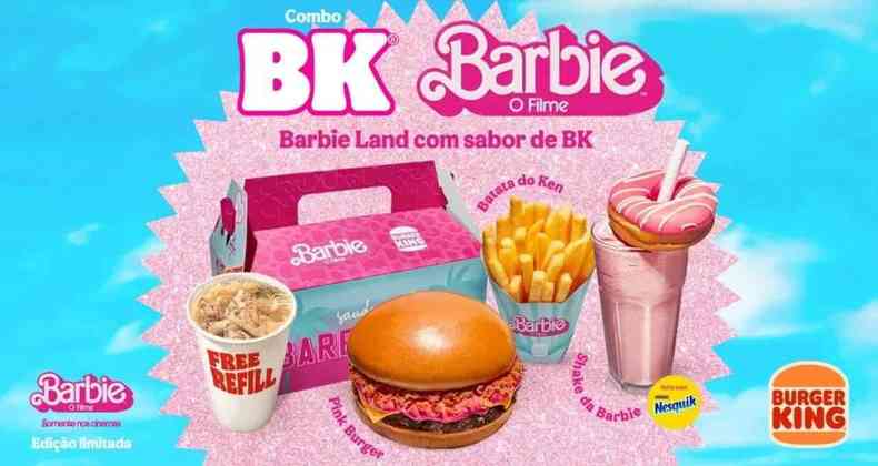 Combo da Barbie, Pink Burger, Batata do Ken, Shake da Barbie, Burger King