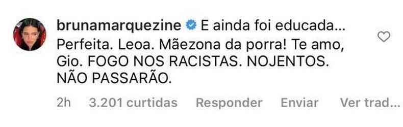 Comentário de Bruna Marquezine no Instagram