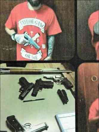 Em fotos postadas em rede social, acusado exibe armas. Nas mensagens, faz ameaa (foto: Tlio Santos/EM/D.A PRESS/Reproduo) 