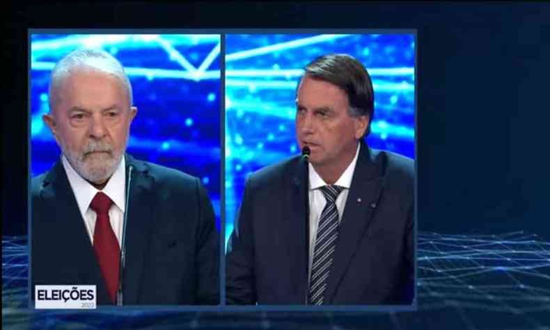 Lula e Bolsonaro no debate em primeiro turno 